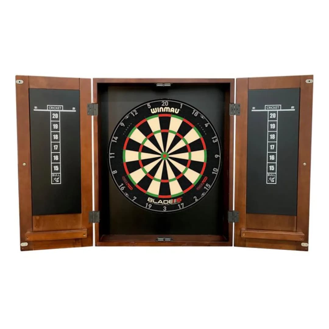 Walnut Finish Solid Hardwood Dart Cabinet — commercial game-room equipment, US-wide supply and service