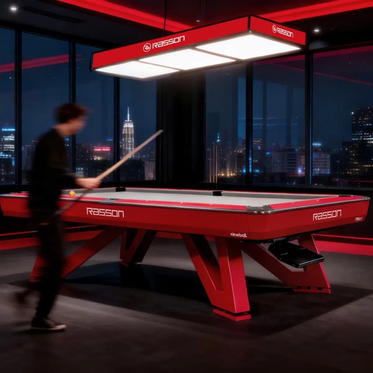 8–9-ft Professional Competition Pool Table — Red — commercial game-room equipment, US-wide supply and service
