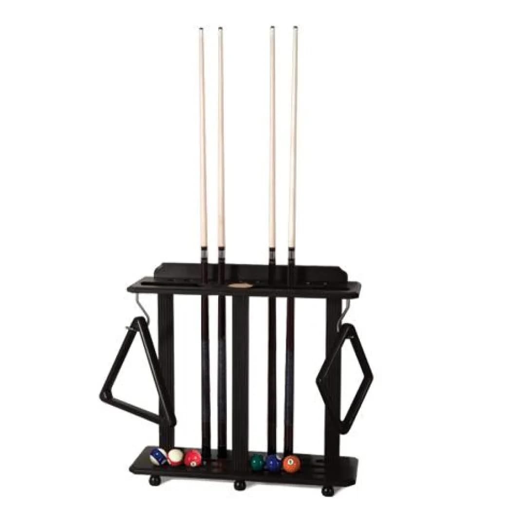 Black Floor Pool Cue Rack For 10 Cues and Billiard Balls — commercial gaming tables supplied nationwide