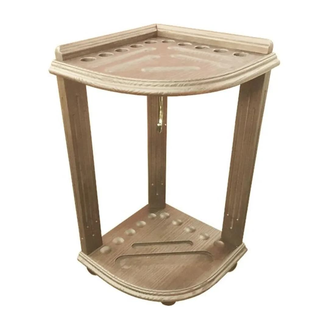 Corner Pool Cue Rack In Rustic Walnut Finish — commercial gaming tables supplied nationwide