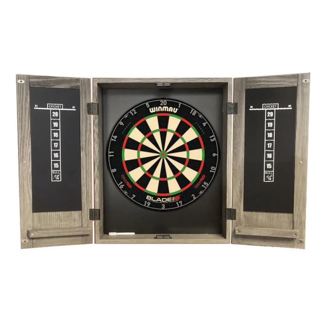 Rustic Barnwood Grey Solid Hardwood Dart Cabinet — commercial game-room equipment, US-wide supply and service